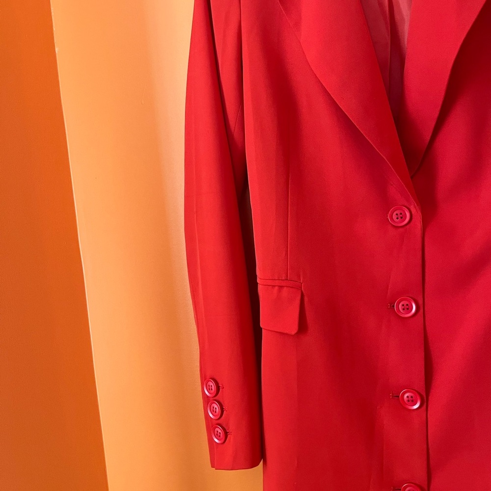 Red blazer mini dress, deep v cut - Picture 3 of 5